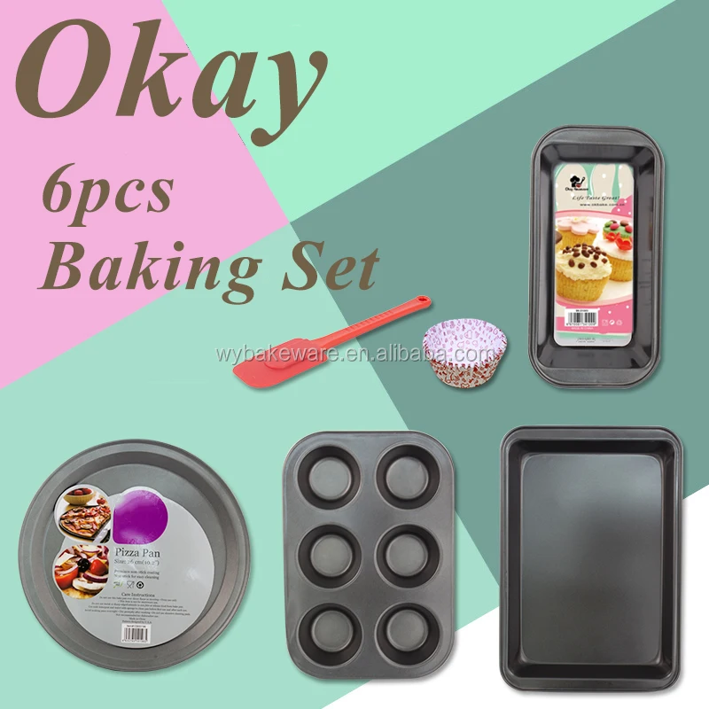 
BK-D6079 OKAY baking tool set pizza pan muffin pan loaf pan and Roaster bakeware set 