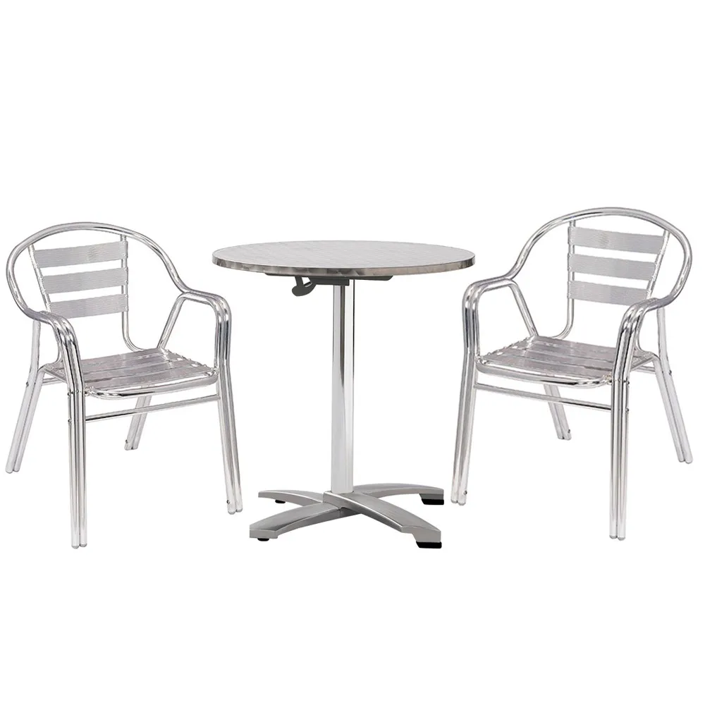 
Double Tube Dining Restaurant Outdoor Garden Cafe Bistro Aluminum Chair Set 