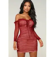 

European long sleeve off shoulder mature sexy prom tube dress