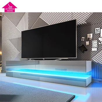 Modern Led Light Tv Cabinet Wooden Tv Media Table Design 