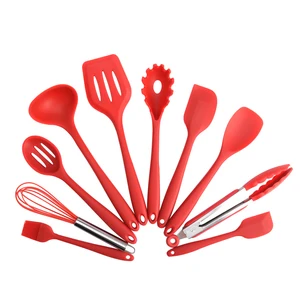 Image of 10 Pieces FDA LFGB Heat Resistant Cooking Tools spatula kitchenware Silicone Kitchen Utensil Set
