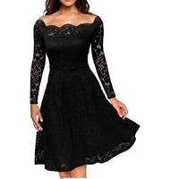 

Summer Sexy Hollow Out Lace Dress Women Cotton Long Sleeve Slim Red Black Bodycon Dresses Short Elegant Party Dress