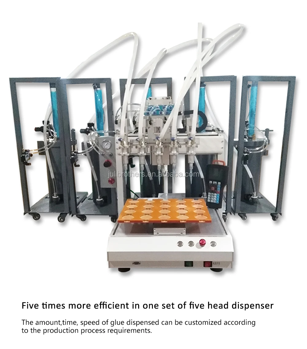 5 Heads Two Platform Automatic Glue Dispenser Dispensing Robot Machine