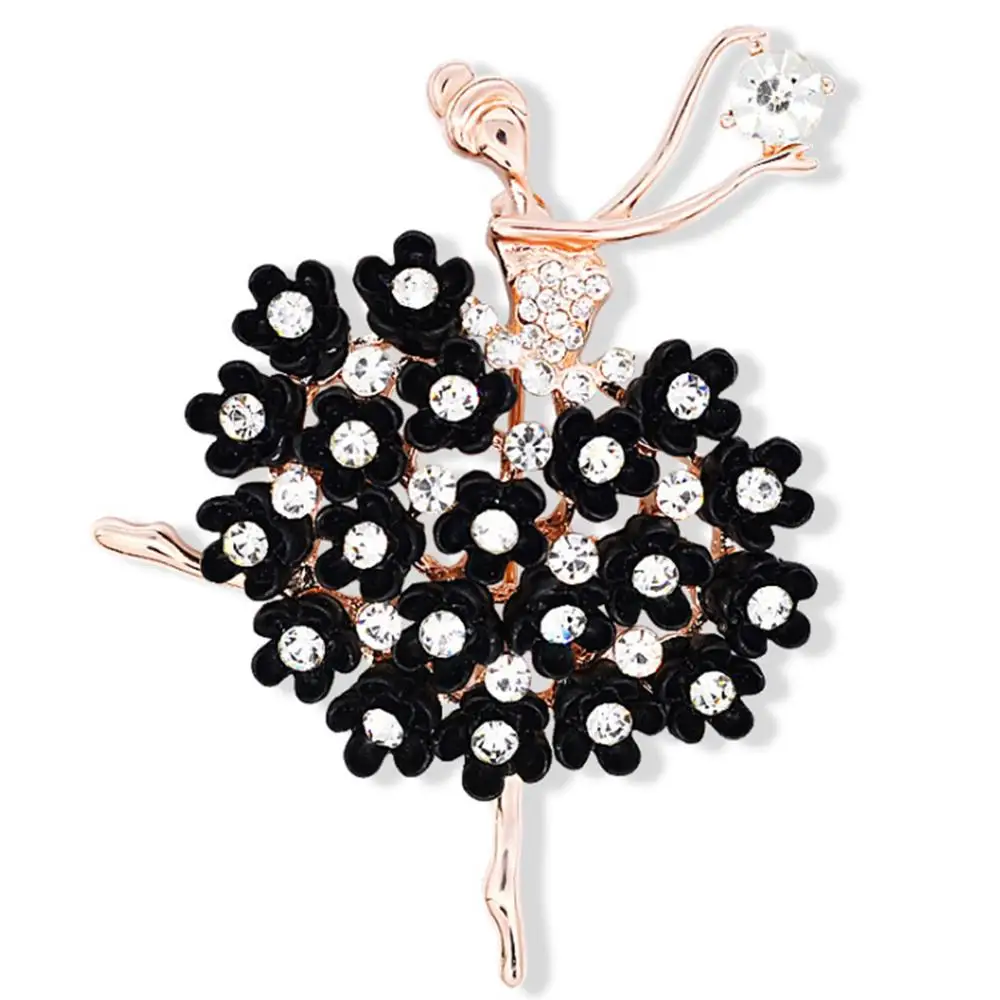 

Woman Fashion Wedding Jewelry Brooch Ballerina Ballet Dancer Girl Rhinestone Brooches Pins, As picture