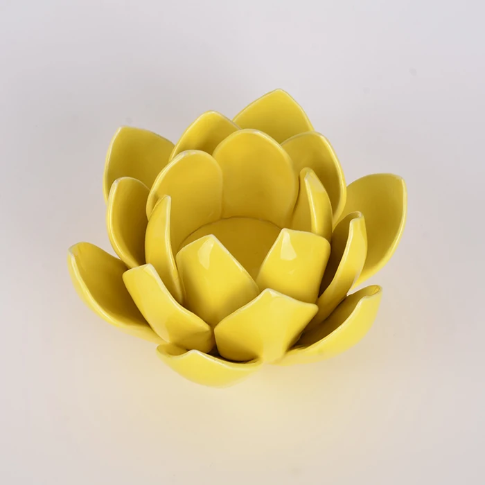 Lotus Flower Shaped Candle Holder Ceramic Tea Light Holder For Table