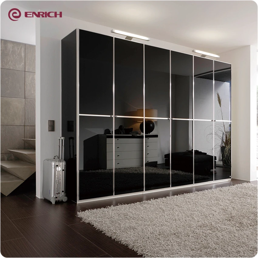 China High Quality Wardrobe Design For Bedroom Black Gloss Sliding Door