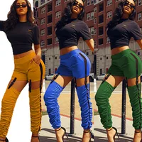 

Stretch Pleated Track Pants Women High Waist Yellow Cargo Pants Womens Streetwear Hip Hop Trousers bohemian Clothes