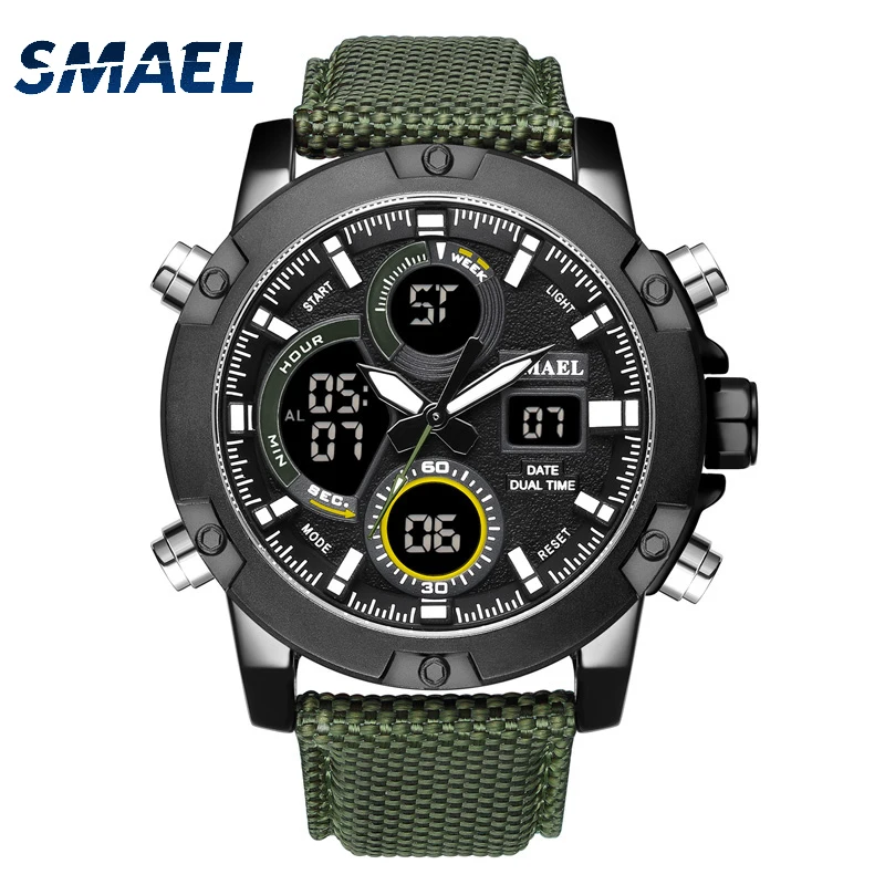 

Smael 1325 Original Brand Men Watches Military Quartz Digital Clock Sports Waterproof Dual Time Men Wrist Watches, Picture