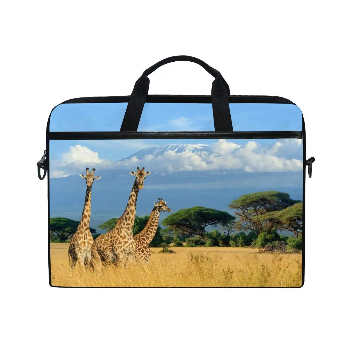 Giraffe Watercolor illustrationLaptop Case Canvas Pattern Briefcase Sleeve Laptop Shoulder Messenger Bag Case Sleeve for 13.4-14.5 inch Apple Laptop Briefcase
