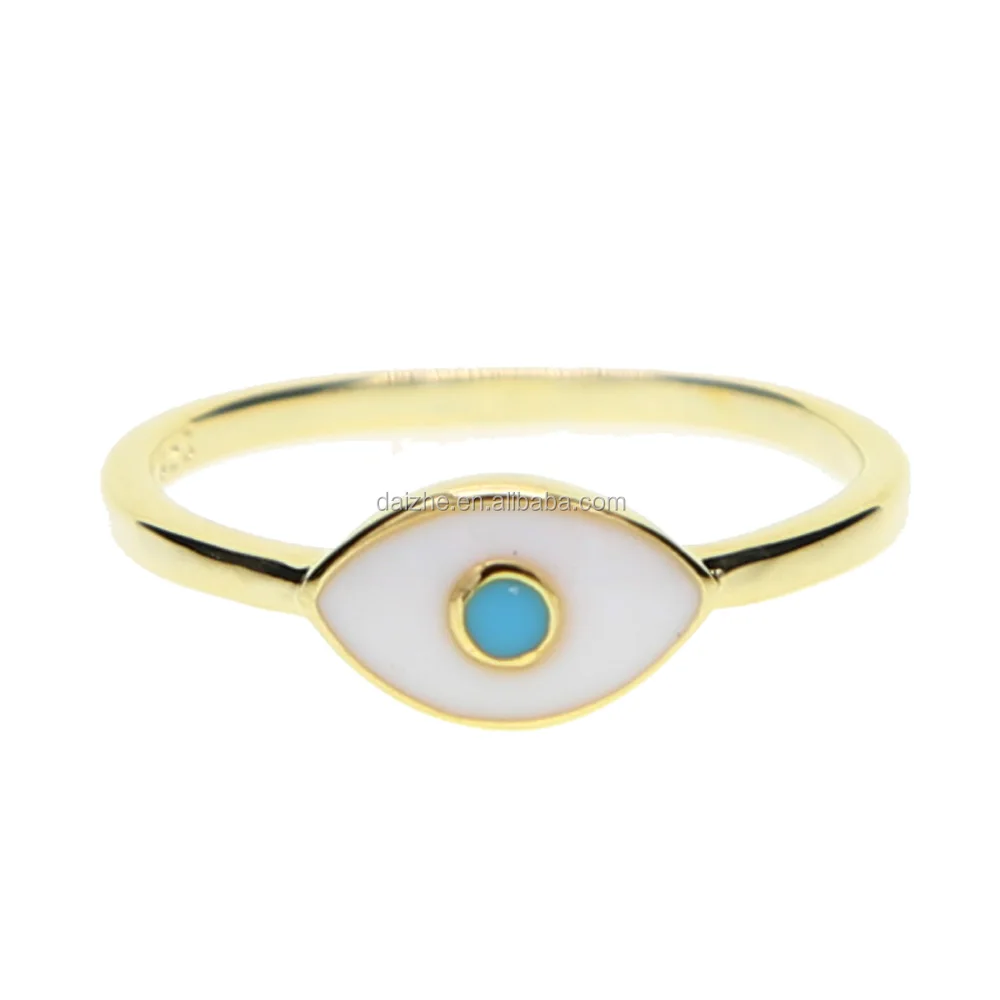 

FASHION gold color with enamel eye shape women tiny stack rings adjust size women finger ring