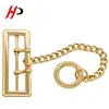 Adjustable Gold Custom Mold 45Mm Zamak Dubai Prong Two Pin Double Belt Buckle With Chain
