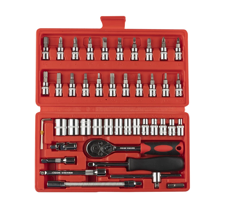 

46PC Tool Set Car Repair Tools Universal Auto Disc Brake Caliper Wind Back Brake Piston Compressor