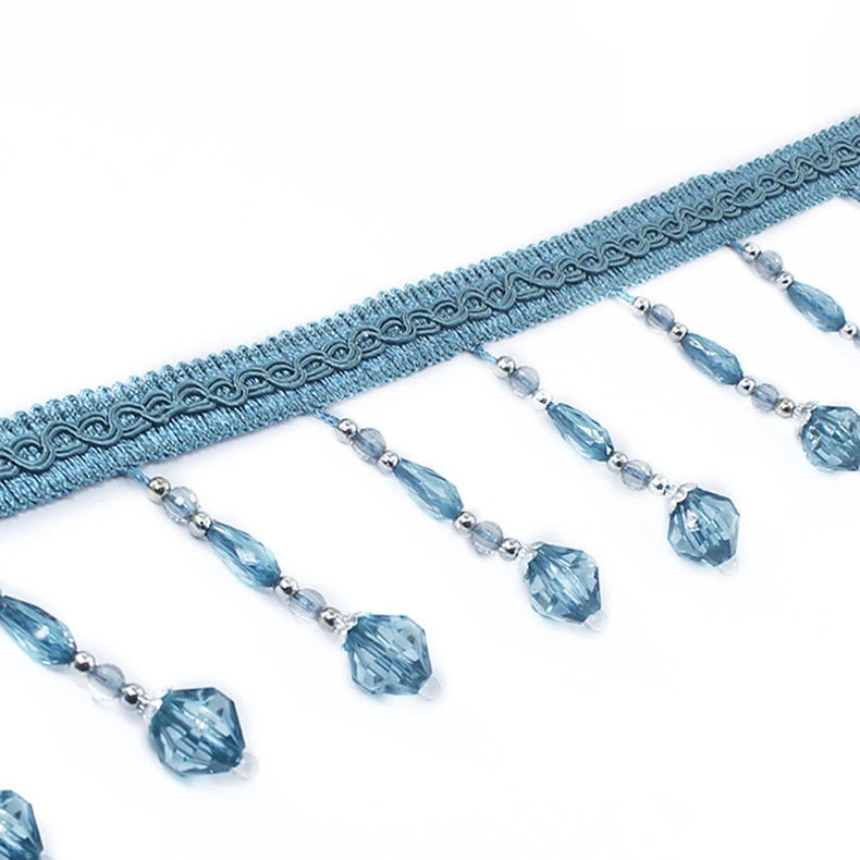 

Cheap Price Diamond Beaded Curtain Tassel Fringe Trim Beaded Fringe Trimming