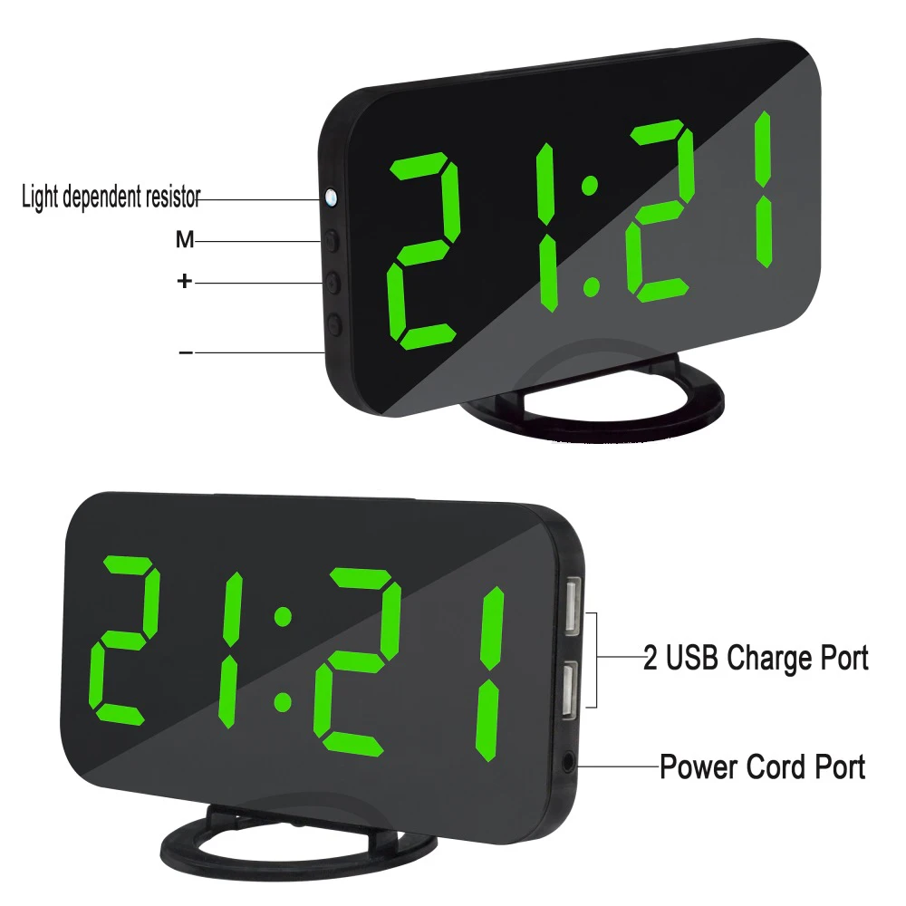 

Hot Selling Hotel Wireless Iphone USB Charger desktop LED digital Alarm Clock, Any pantone color(customized)