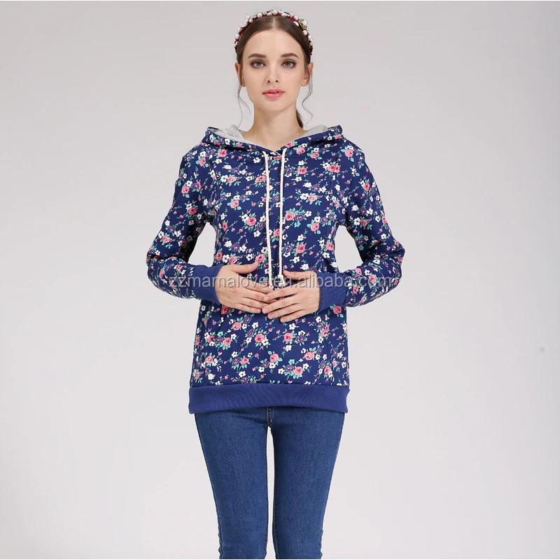 

Wholesale Plus Size Emotion Moms Floral Maternity Nursing Breastfeeding Hoodie Sweatshirt Knitted Clothes