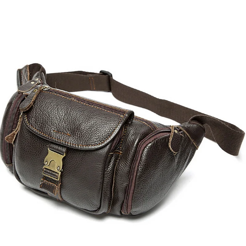 

Genuine Leather Waist Bag Men's Leather Fanny Pack Belt Bag Sling Men Bag Men Waist Pack Hasp Money Belt Pouch, Brown,coffee