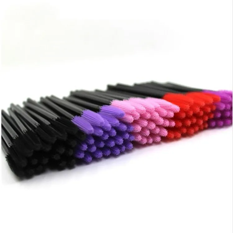 

50 pieces/bag Make Up Silicone Brushes Micro Pink Disposable Mascara Wands for Eyelash Extensions, 5 color