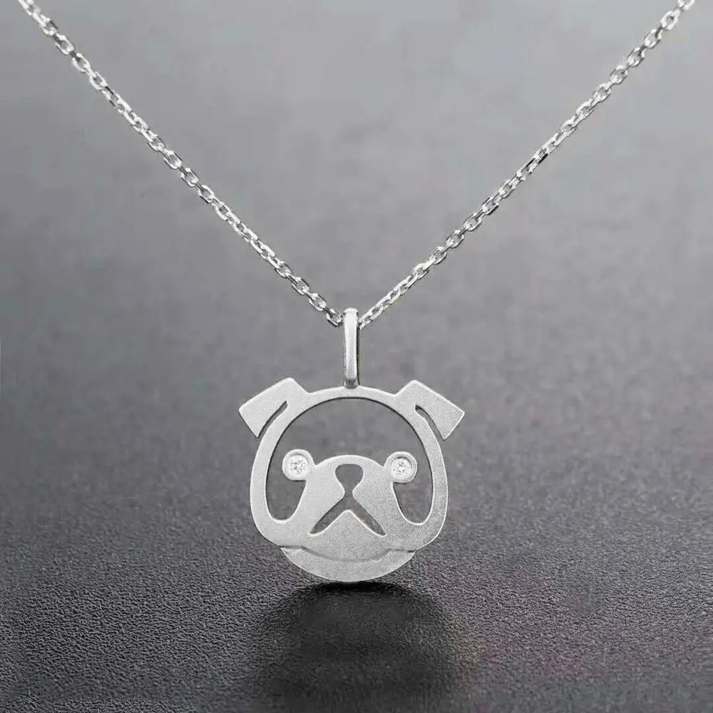 

Fashionable New Design Silver 925 Little Lovely Pug Dog Necklace