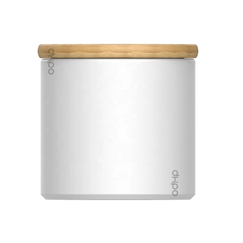 

DHPO White Ceramic Food Storage Jar With Bamboo Lid