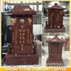 Chinese Style Custom Tombstone Indian Red Granite Upright Headstone