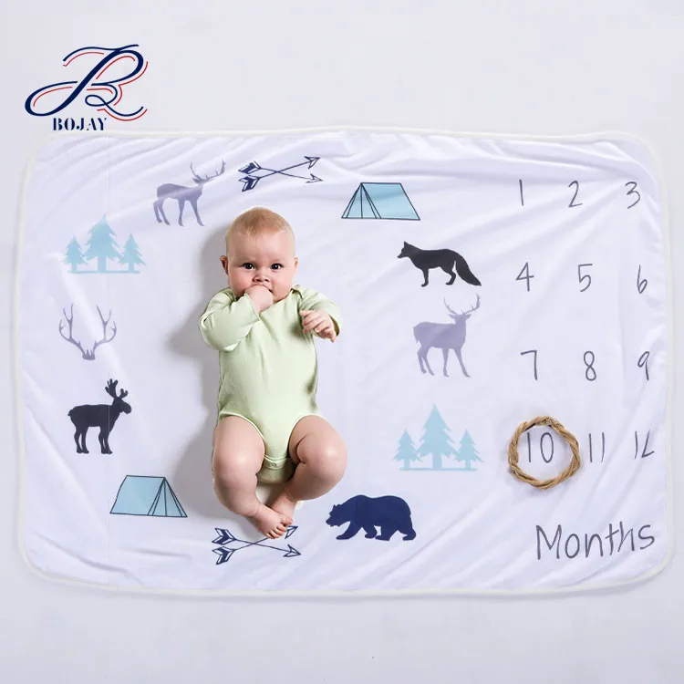

Wholesale New Style Soft Polar Fleece Baby Monthly Milestone Blanket, Multiple colors