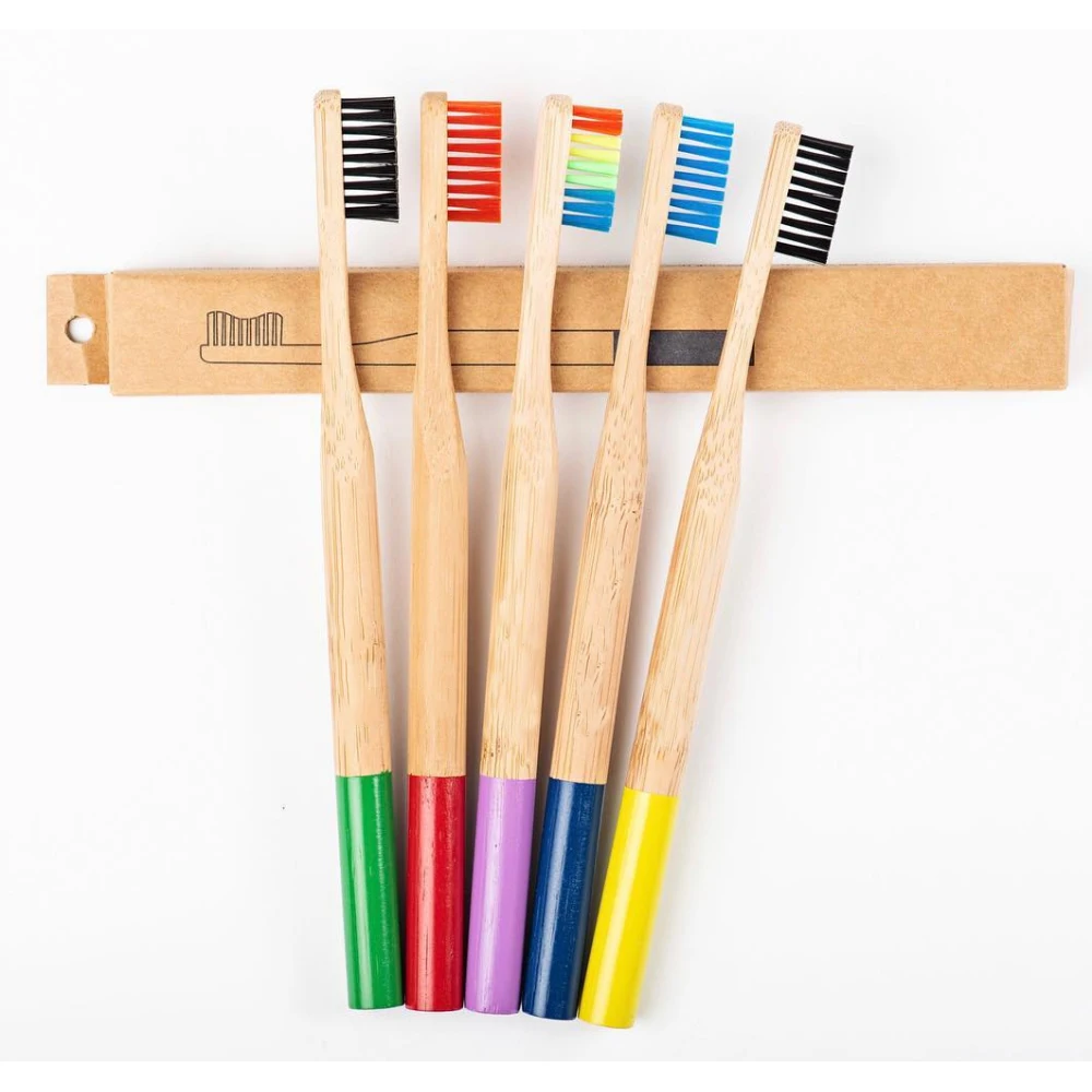 

2019 New Product Hard Round Handle Rainbow Nylon Bristles Natural Zero Waste Adult Bamboo Toothbrush, Customized color