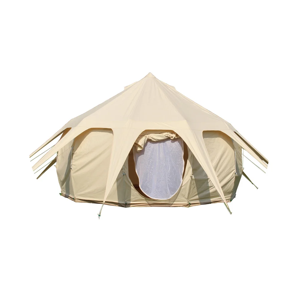 

outdoor luxury safari 5m large space cotton canvas 5m bell tent for sale with 2 double door, Green;blue;black;or customized