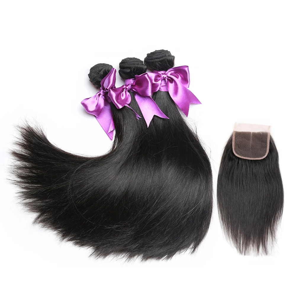 

New Arrival Human Hair Bundles With Closure 100% Unprocessed Virgin Hair Weaves 3 Bundles With 4*4 Lace Closure, N/a