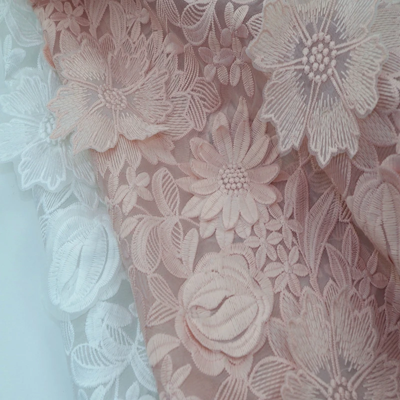 

Elegant fashion 3D FLOWER cut guipure lace embroidered fabric