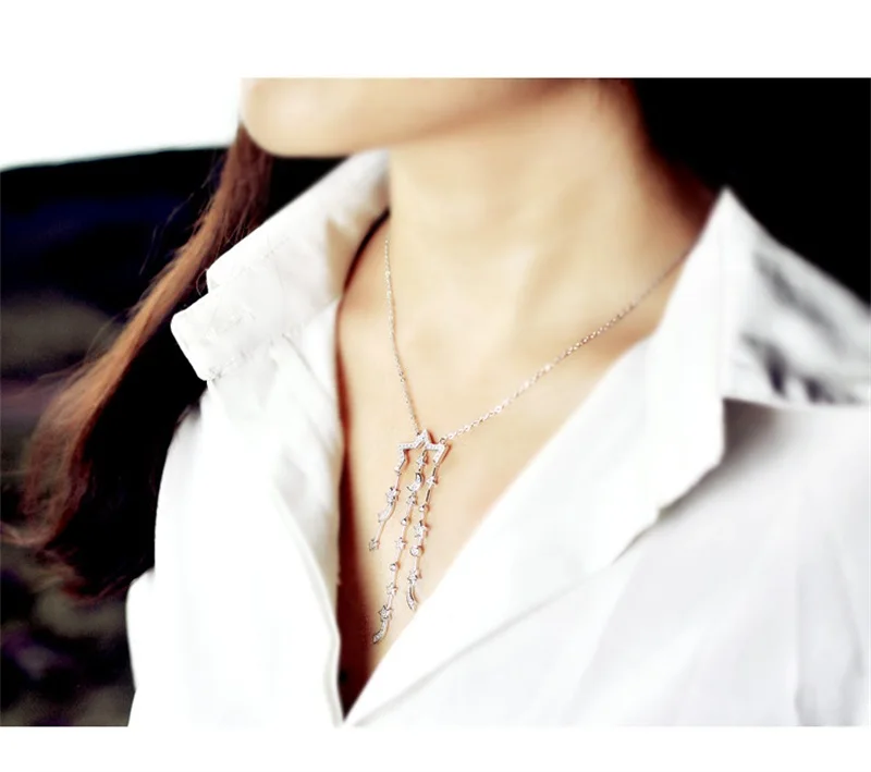 

New arrived Beautiful 925 sterling silver A level zircon star pendant necklace
