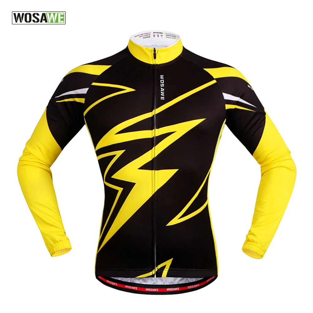 

WOSAWE Quick Dry Breathable Cycling Jersey Long Sleeve Summer Spring Men's Shirt Bicycle Wear Racing Tops Cycling Clothings, As picture or customized design