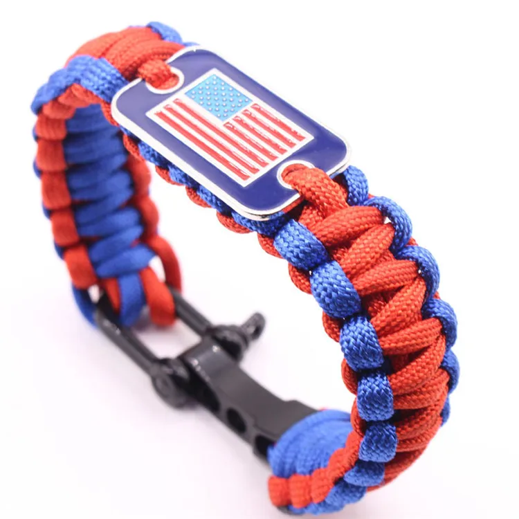 Wholesale Thin Blue Line Cheap Paracord Bracelet With Adjustable