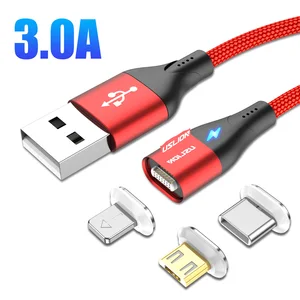 Free Shipping USLION QC 3.0 Fast Charging for Huawei Data Cable for Micro USB Magnetic Charging Cable for Type-C