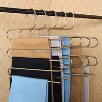 

Pants Hangers S-type Stainless Steel Trousers Rack 5 layers Multi-Purpose Closet Hangers Magic Space Saver Storage Rack