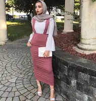 

2019 dubai trendy muslim women plain suspender semi skirt