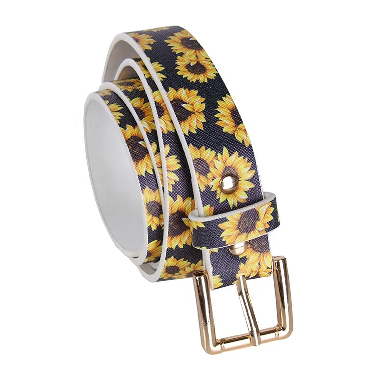 

Wholesale Monogrammed PU Sunflower Belt, Picture showns