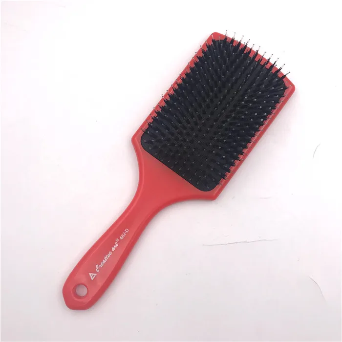

2019 New Red large paddle makeup hair brush plastic hair brush with nylon mic bord bristle with soft touch handle