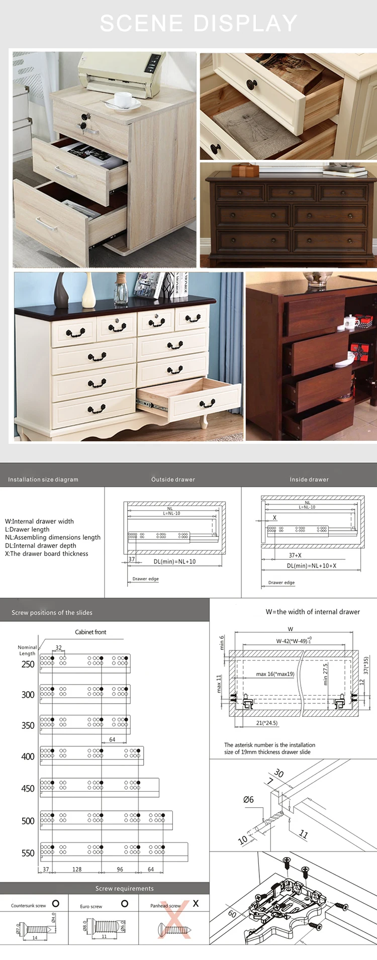 Drawer Side Slide Kitchen 15.010 Concedde Metal Buy Metal