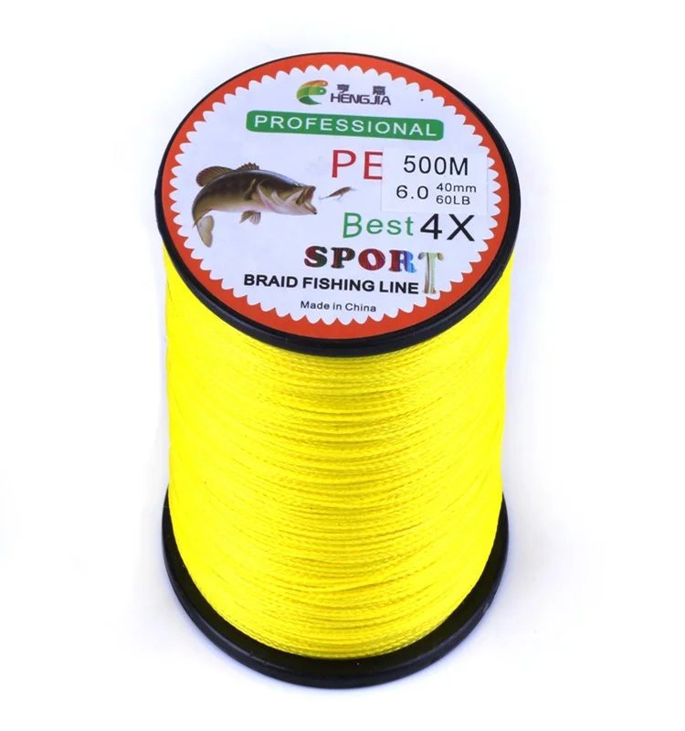 

Yellow 4 Strands 500m High quality PE braided fishing line