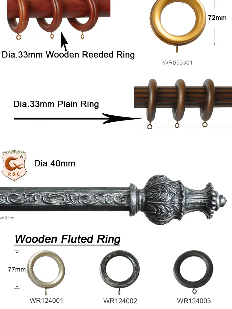 Household Antique Rosewood Fluted Wooden Curtain Rod Ring Buy Curtain
