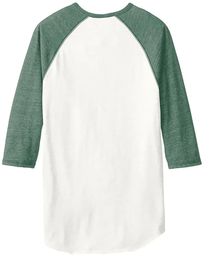Alternative Apparel Raglan Baseball Tee Shirt Men's Green Raglan 3/4 Sleeve Tri Blend Shirt