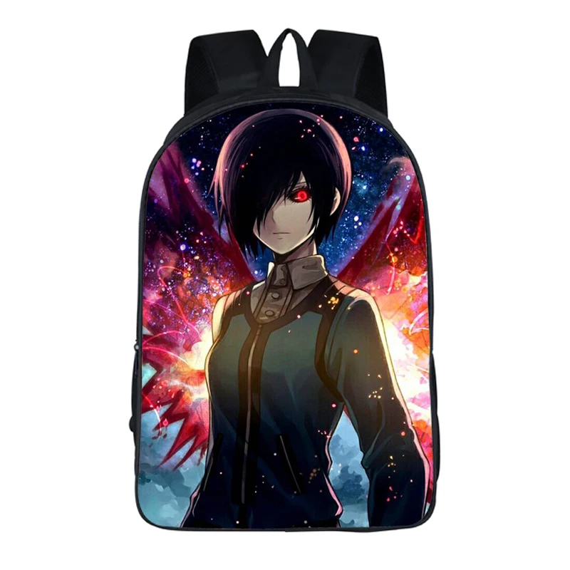 

Unique Knapsack Japanese Manga Tokyo Ghoul Sublimation Prints Backpack 16 Inches School Bag for Girls, Black with graphic prints