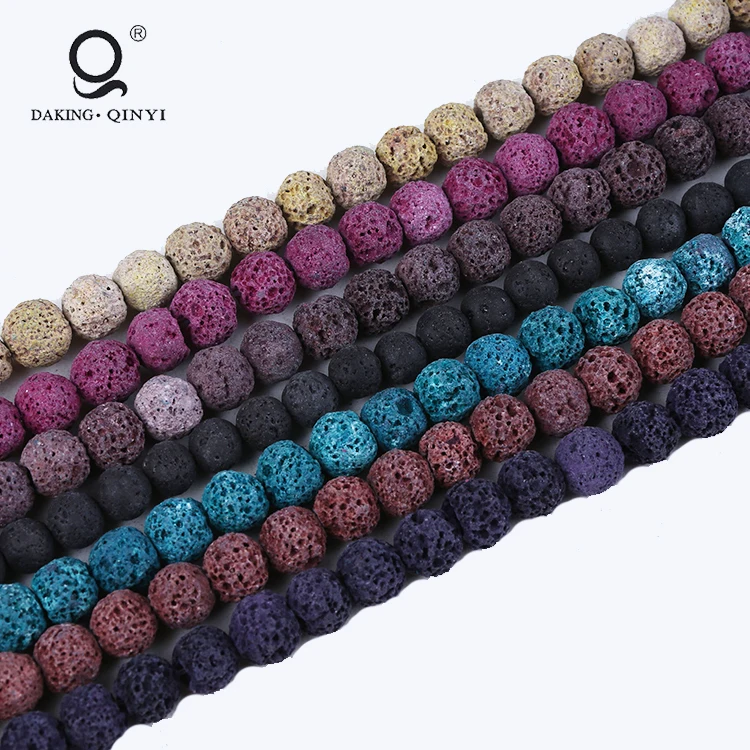 

Loose Volcanic Rock Lava Beads Natural Stone Beads For Jewelry Making, Multi color
