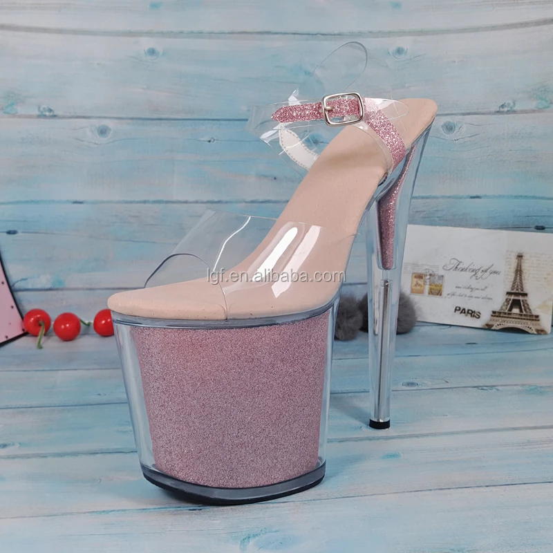 

Leecabe Elegant Women Pole Dancing Shoes sexy high heels sandals crystal shoes clear sparkling glitter pole dance sandals