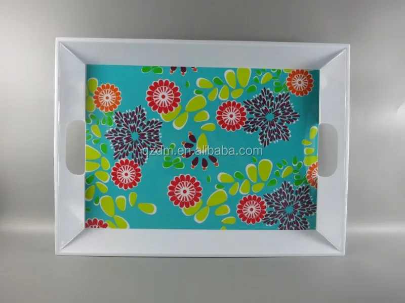 20"Melamine Tray With Handle , Red Tray
