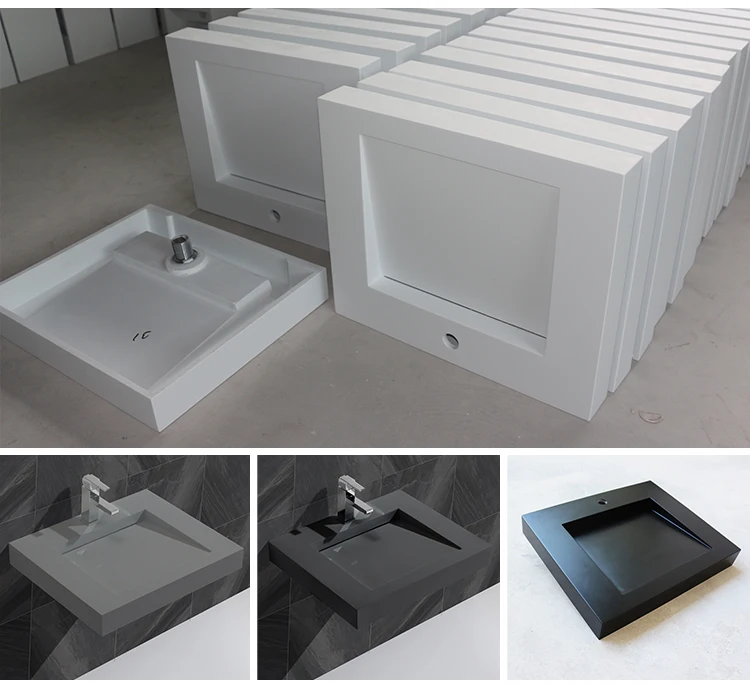 Commercial Custom Trough Sink Wall Hung Bathroom Polished Stone