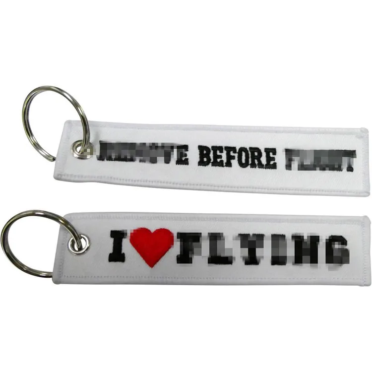 
New design low MOQ custom logo Embroidered keychain keyring 