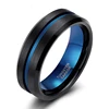 8mm Blue&Black Men Ring Fashion Blue Line Tungsten Ring Wedding Engagement Tungsten Rings