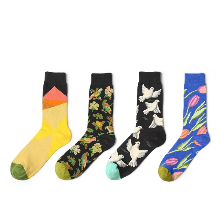 

2018 new design flowers and insects design dress sock china custom sock manufacturer