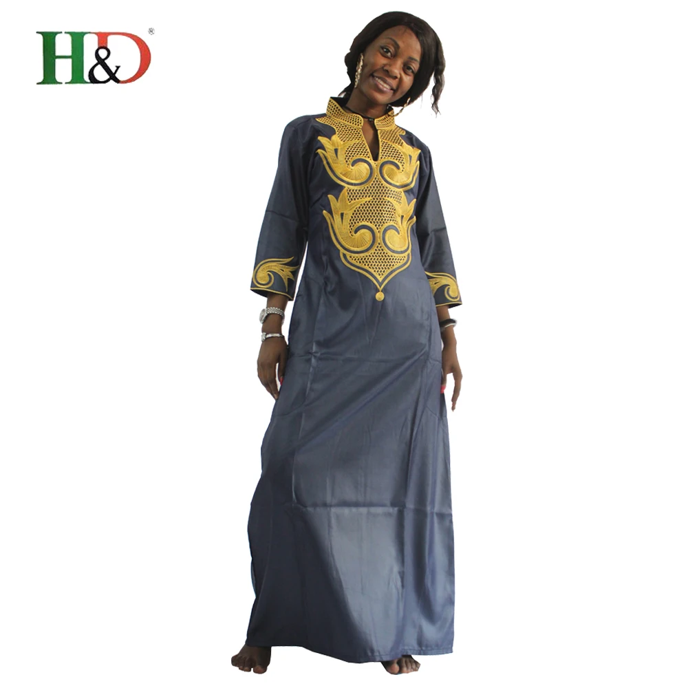 

Free Shipping H & D Top 10 Long Chiffon New Style Embroidery Custom Fit Kitenge Dress Designs For African Women